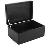 Creative Deco Large Black Plain Wooden Storage Box with Lid | 30x20x14cm