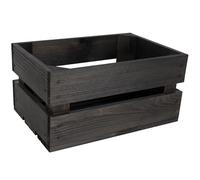Creative Deco Large Black Wooden Crate with Handles | 30x20x15cm