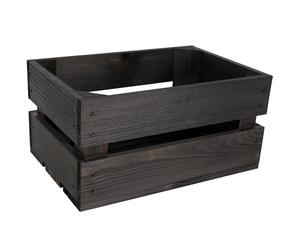 Creative Deco Large Black Wooden Crate with Handles | 30x20x15cm