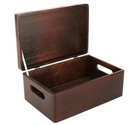 Creative Deco Large Brown Plain Wooden Storage Box | 30 x 20 x 14 cm (+/-1 cm) | Hinged Lid & Handles | Gift Christmas Xmas Box Kitchen Storage | UNSANDED Wood Keepsake Memory Craft Chest