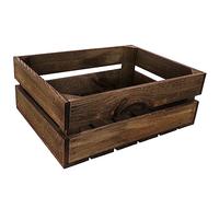 Creative Deco Large Brown Wooden Crate with Handles | 40x30x15cm