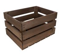 Creative Deco Large Brown Wooden Crate with Handles | 40x30x23cm | Keepsake Chest Storage Box Gift Box | Vintage Farmhouse Display Basket