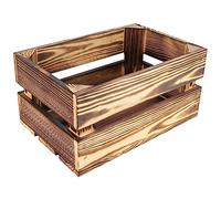 Creative Deco Large Flamed Wooden Crate with Handles | 30x20x15cm