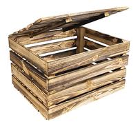 Creative Deco Wooden Storage Chest with Hinged Lid 50x40x30 Flamed