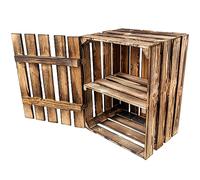 Creative Deco Large Flamed Wooden Storage Box with Shelf | 50 x 40 x 30 cm | with Hinged Lid | Brown Colour | Vintage Wood Gift Box for Storage | Keepsake Chest