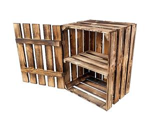 Creative Deco Large Flamed Wooden Storage Box with Shelf | 50 x 40 x 30 cm | with Hinged Lid | Brown Colour | Vintage Wood Gift Box for Storage | Keepsake Chest