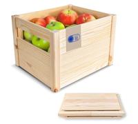 Creative Deco Large Folding Wooden Crate with Handles | 35x30x24cm | Natural Unpainted Beige Keepsake Chest Wooden Storage Box Wooden Crates Gift Box | Vintage Farmhouse Display Basket