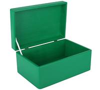 Creative Deco Large Green Plain Wooden Storage Box with Lid | 30x20x14cm (+/-1 cm) | Hinged Lid | Gift Christmas Xmas Box Kitchen Storage | ROUGH & UNSANDED Wood Keepsake Memory Craft Chest