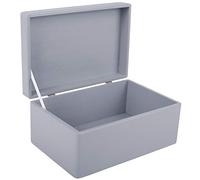 Creative Deco Large Grey Plain Wooden Storage Box with Lid | 30x20x14cm (+/-1 cm) | Hinged Lid | Gift Christmas Xmas Box Kitchen Storage | ROUGH & UNSANDED Wood Keepsake Memory Craft Chest