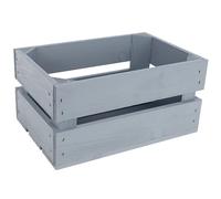 Creative Deco Large Grey Wooden Crate with Handles | 30x20x15cm | Keepsake Chest Wooden Storage Box Wooden Crates Gift Box | Vintage Farmhouse Display Basket