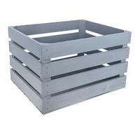 Creative Deco Large Grey Wooden Crate with Handles | 50x40x30cm