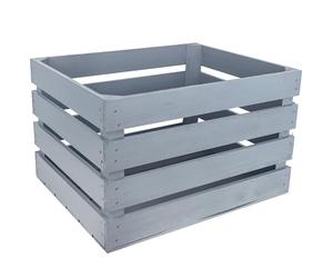 Creative Deco Large Grey Wooden Crate With Handles | 50x40x30cm | Keepsake Chest Storage Box Gift Box | Vintage Farmhouse Display Basket