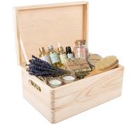 Creative Deco Large Plain Wooden Storage Box | 30 x 20 x 14 cm (+/-1 cm) | Hinged Lid & Handles | Unpainted Christmas Gift Box Kitchen Storage | UNSANDED Wood Keepsake Memory Craft Chest