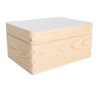 Creative Deco Large Plain Wooden Storage Box with Lid | 19.5x15x10cm (+/-1 cm) | Hinged Lid | Unpainted Easter Gift Box Kitchen Storage | ROUGH & UNSANDED Wood Keepsake Memory Craft Chest