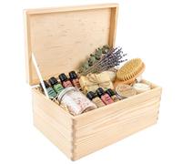 Creative Deco Large Plain Wooden Storage Box with Lid | 30x20x14cm (+/-1 | cm) | Hinged Lid | Unpainted Christmas Gift Box Kitchen Storage | ROUGH & UNSANDED Wood Keepsake Memory Craft Chest