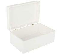 Creative Deco Large White Plain Wooden Storage Box with Lid | 30x20x14cm (+/-1 cm) | Hinged Lid | Christmas Gift Box Kitchen Storage | ROUGH & UNSANDED Wood Keepsake Memory Craft Chest