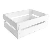 Creative Deco Large White Wooden Crate with Handles | 40x30x15cm