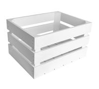 Creative Deco Large White Wooden Crate with Handles | 40x30x23cm | Keepsake Chest Wooden Storage Box Wooden Crates Gift Box | Vintage Farmhouse Display Basket