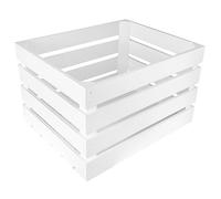 Creative Deco Large White Wooden Crate with Handles | 50x40x30cm | Keepsake Chest Wooden Storage Box Wooden Crates Gift Box | Vintage Farmhouse Display Basket