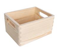 Creative Deco Large Wooden Crate with Handles | 19.5 x 15 x 10 cm | (+/- 1 cm) | Plain Unpainted Christmas Storage Box | Natural Wood | Wooden Crates for Kitchen Home Storage Documents