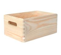 Creative Deco Large Wooden Crate with Handles | 30 x 20 x 14 cm (+/- 1 cm) | Plain Unpainted Easter Storage Box | Natural Wood | Wooden Crates for Kitchen Home Storage Documents