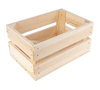 Creative Deco Large Wooden Crate with Handles | 30x20x15cm