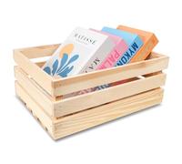 Creative Deco Large Wooden Crate with Handles | 40x30x15cm | Natural Unpainted Beige Keepsake Chest Wooden Storage Box | Vintage Farmhouse Display Basket