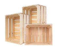 Creative Deco Large Wooden Crate With Handles | 40x30x23cm | Natural Unpainted Beige Keepsake Chest Storage Box | Vintage Farmhouse Display Basket Gift Box