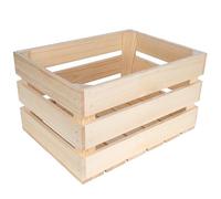 Creative Deco Large Wooden Crate With Handles | 40x30x23cm | Natural Unpainted Beige Keepsake Chest Storage Box | Vintage Farmhouse Display Basket Gift Box