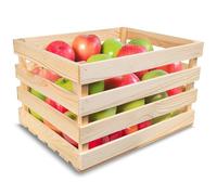 Creative Deco Large Wooden Crate With Handles | 50x40x30cm | Natural Unpainted Beige Keepsake Chest Storage Box | Vintage Farmhouse Display Basket Gift Box