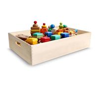 Creative Deco Large Wooden Crate with Handles | 60 x 40 x 13.5 cm | (+/- 1 cm) | Plain Unpainted Christmas Storage Box | Natural Wood | Wooden Crates for Kitchen Home Storage Documents