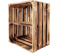 Creative Deco Large Wooden Flamed Box with Shelf | 50 x 40 x 30 cm