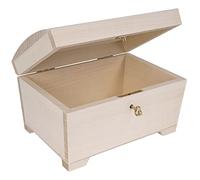 Creative Deco Large Wooden Lockable Jewellery Box | 20x14.5x11.7cm | Storage Box with Lid Lock & Key | Plain Unpainted & Unfinished | Easter Gift Craft Keepsake Trinket Treasure Gift Chest