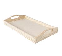 Creative Deco Large Wooden Serving Tray for Breakfast | 39.5x24x6.3cm | Rectangular & Unpainted with Handles | Bed Tray for Coffee Tea Drinks Food | Wooden Tray Platter for Kitchen Bedroom Table