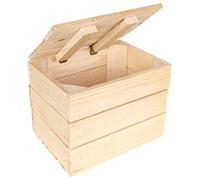 Creative Deco Large Wooden Storage Box | 27.5 x 20 x 21.5 cm | with Hinged Lid | Beige Colour | Vintage Wood Gift Box for Storage | Keepsake Chest