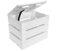 Creative Deco Large Wooden Storage Box | 27.5 x 20 x 21.5 cm | with Hinged Lid | White Colour | Vintage Wood Gift Box for Storage | Keepsake Chest