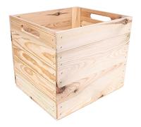 Creative Deco Large Wooden Storage Box | 33x37x33cm | Suitable for Kallax | Shelves | Natural Beige Colour | Comfortable Handles | Vintage Keepsake Chest Wooden Gift Box | Unpainted Wooden Organiser