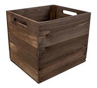 Creative Deco Large Wooden Storage Box | 33x37x33cm | Suitable for Kallax | Shelves | Natural Brown Colour | Comfortable Handles | Vintage Keepsake Chest Wooden Gift Box | Wooden Organiser