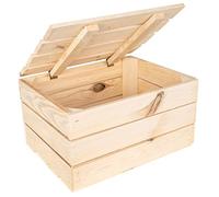 Creative Deco Large Wooden Storage Box | 40 x 30 x 22 cm | with Hinged Lid | Beige Colour | Vintage Wood Gift Box for Storage | Keepsake Chest