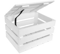 Creative Deco Large Wooden Storage Box | 40 x 30 x 22 cm | with Hinged Lid | White Colour | Vintage Wood Gift Box for Storage | Keepsake Chest