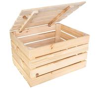 Creative Deco Large Wooden Storage Box | 50 x 40 x 30 cm | with Hinged Lid