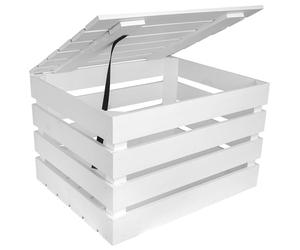 Creative Deco Large Wooden Storage Box | 50 x 40 x 30 cm | with Hinged Lid | White Colour | Vintage Wood Gift Box for Storage | Keepsake Chest