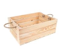 Creative Deco Large Wooden Storage Box Jute Handles | 42x29x16cm