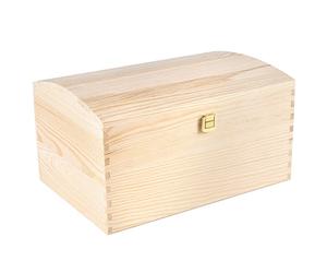 Creative Deco Large Wooden Storage Box Unpainted with Lid | 34.5 x 25 x 19.2 cm | Plain Wood Keepsake Treasure Chest Trunk | Easter Memory Box for Art & Craft or as a Gift Box