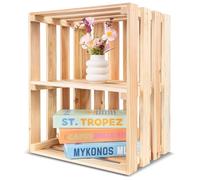 Creative Deco Large Wooden Storage Box with Shelf | 50 x 40 x 30 cm | +/-1cm Natural Beige Colour | Vintage Keepsake Chest Wooden Storage Box Gift Box | Plain & Unpainted