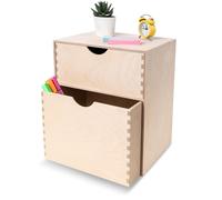 Creative Deco Mini Wooden Chest of Drawers | 25x20x31cm | 2 Compartments | Desk Organiser for Paper Work Documents | Plain Stationary Organiser for Office Accessories | Large Storage Box with Drawer