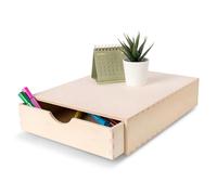 Creative Deco Mini Wooden Chest of Drawers | 33x25x7cm | 1 Compartment | Desk Organiser for Paper Work Documents | Plain Stationary Organiser for Office Accessories | Large Storage Box with Drawer