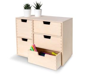 Creative Deco Mini Wooden Chest of Drawers | 36x20x28.5cm | 5 Compartments