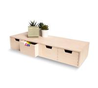 Creative Deco Mini Wooden Chest of Drawers | 56x20.5x10cm | 4 Compartments