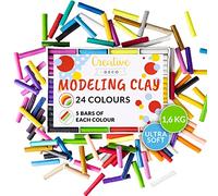 Creative Deco Modelling Clay for Kids Set | 1600g | 24 Coloured Bars | Craft Clay Never Dries Out | Safe, Non-Toxic & Gluten Free | Moulding Clay Dough for Children, Kids & Infants | Arts & Crafts